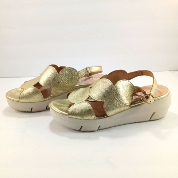 Wonders Fly Derry Platino Sandals Gold Metallic Platform with Cushioned Sole 38. - Picture 1 of 16